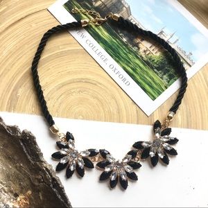 Black and Clear Rhinestone Statement Necklace